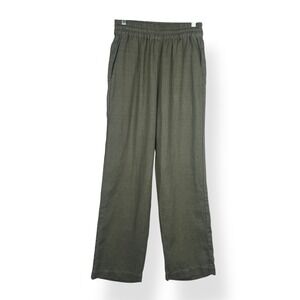 Xirena Linen Pants Womens Size XS Olive Green Wide Leg Pockets Drawstring Boho‎